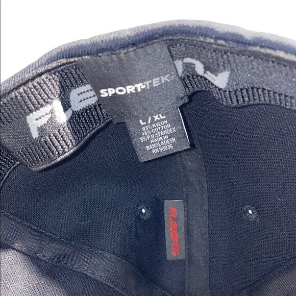 Sport-Tek Black and Red Baseball Hat with Logo - Picture 11 of 11